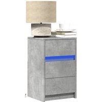 Bedside Cabinet LED Lights Concrete Engineered Wood