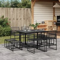 9 Piece Garden Dining Set Poly Rattan