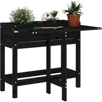 Berkfield Home Garden Planter with Folding Tabletop Black Solid Wood Pine