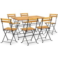 Berkfield Home 7 Piece Folding Outdoor Dining Set Solid Acacia Wood in Brown