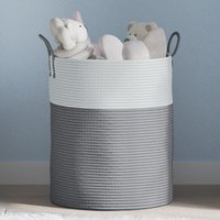 Berkfield Home Storage Basket Grey & White √ò38x46 cm Cotton | Size: 38x46 cm