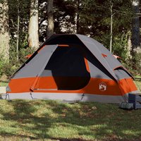 Berkfield Home Family Tent Dome 6-Person Grey & Orange Waterproof