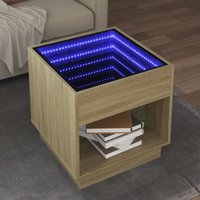 Berkfield Home Coffee Table with Infinity LED Sonoma Oak 50x50x50 cm in Brown | Size: 50 x 50 x 50 cm