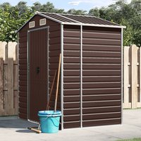 Berkfield Home Garden Shed Brown 191x130x198 cm Galvanised Steel | Size: 191 x 130 x 198 cm