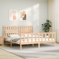 Berkfield Home Bed Frame with Headboard Super King Size Solid Wood in Brown