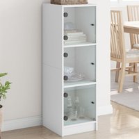 Berkfield Home Highboard with Glass Doors White 35x37x109 cm | Size: 35 x 37 x 109 cm