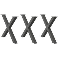 Dining Table Legs X Shaped 3 pcs Anthracite 90x cm Steel