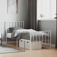 Metal Bed Frame without Mattress Footboard White 75x190cm 75x190 cm