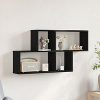 Berkfield Home Black Oak Wall Cabinet 76x15x53 cm Made from Engineered Wood | Size: 76 x 15 x 53 cm