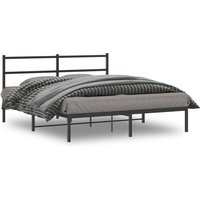 Berkfield Home Metal Bed Frame without Mattress with Headboard Black 160x200cm | Size: 160x200 cm