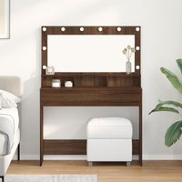 Makeup Table LED Lights Oak 100 x 41 x 135 cm