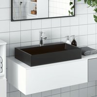 Berkfield Home Wash Basin 60x38x11 cm Mineral Cast/Marble Cast Matt Black | Size: 60 x 38 x 11 cm