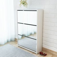 Berkfield Home Shoe Cabinet 3-Layer Mirror White 63x17x102.5 cm