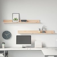 Berkfield Home Wall Shelves 2 pcs 110x11x9 cm Solid Wood Pine in Brown | Size: 110 x 11 x 9 cm