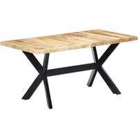 Berkfield Home Dining Table 160x80x75 cm Solid Rough Mango Wood in Brown | Size: 160 x 80 x 75 cm