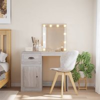 Berkfield Home Dressing Table with LED Lights Grey Sonoma 90x42x132.5 cm in Brown