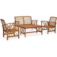 Berkfield Home 4 Piece Garden Lounge Set Solid Acacia Wood in Brown