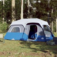 Berkfield Home Family Tent with LED 9-Person Light Blue Quick Release
