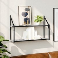 Berkfield Home 2-Tier Wall Shelf Grey Sonoma 80x21x51 cm Engineered Wood | Size: 80 x 21 x 51 cm