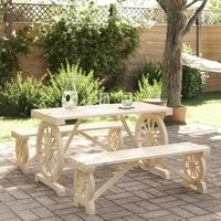 Berkfield Home 3 Piece Garden Dining Set Solid Wood Fir in Brown