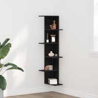 Berkfield Home Wall Corner Shelf Black Oak 36, 5x36, 5x140 cm Engineered Wood