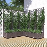 Berkfield Home Garden Planter with Trellis Brown 120x120x121.5 cm PP