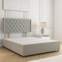 Nova Plush Velvet Divan Bed 24" Headboard 4 Drawers & No Mattress Super King