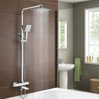 Square Thermostatic Shower Kit Bath Filler Chrome Metallic
