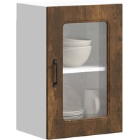 Berkfield Home Kitchen Wall Cabinet with Glass Door Kalmar Smoked Oak Engineered Wood in Brown