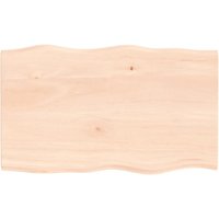 Berkfield Home Table Top 100x60x2 cm Untreated Solid Wood Oak Live Edge in Brown | Size: 100 x 60 x 2 cm