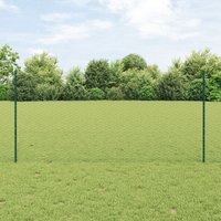 Berkfield Home Fence Posts 11 pcs U-Channel Green 120 cm Steel, Hexagon Fence Green 1.2x50 m Steel