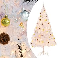 Berkfield Home Artificial Pre-lit Christmas Tree with Baubles White 210 cm