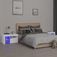 Berkfield Home Bedside Cabinets 2 pcs with LED Lights White 70x36.5x40 cm