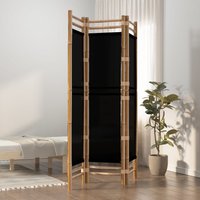 Berkfield Home Folding 3-Panel Room Divider 120 cm Bamboo & Canvas in Black