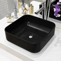 Berkfield Home Basin Ceramic Square Black 38x38x13.5 cm