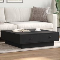 Berkfield Home Coffee Table Black 90x90x28 cm Engineered Wood | Size: 90 x 90 x 28 cm