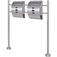 Berkfield Home Double Mailbox on Stand Stainless Steel in Silver