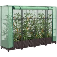 Berkfield Home Raised Bed with Greenhouse Cover Rattan Look 160x40x123 cm in Brown | Size: 160 x 40 x 123 cm