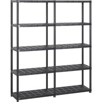 Berkfield Home Storage Shelf 5-Tier Black 142x38x170 cm Plastic | Size: 142 x 38 x 170 cm