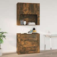 Wall Cabinet Smoked Oak 80x33x80 cm Engineered Wood x 33 x 80 cm