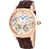 STÜHRLING Original Men's Sagittarian Automatic 45mm Skeleton Watch with Leather Band in Rose