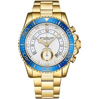 STÜHRLING Original Men's Brigadier Quartz Chronograph 42mm Diver watch with Stainless Steel Link Bracelet in Gold