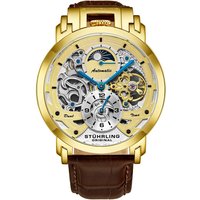 STÜHRLING Original Men's Menai Dual Time Automatic 47mm Skeleton dial in Gold