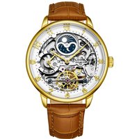 Elegant Automatic 40mm Silver Watch Alligator Embossed Leather Band