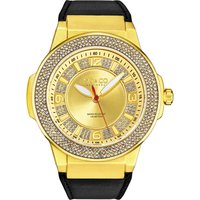 Tribeca 48mm Crystal Studded Quartz Watch Dodecagonal Crystal Studded Ring Leather Strap