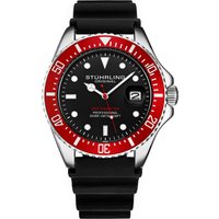 STÜHRLING Original Men's Depthmaster Quartz 42mm Diver Watch with Rubber Strap in Red