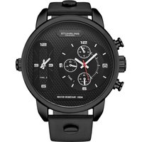 STÜHRLING Original Men's Global GMT Japanese Quartz 52mm Watch in Black