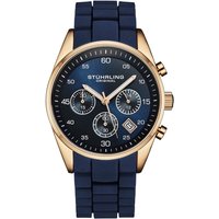 STÜHRLING Original Men's Tempo Chronograph Watch 42mm Case, Silicone Strap, Date Water Resistant 4059 in Rose Gold