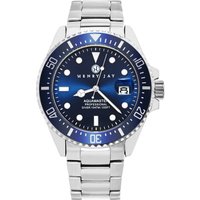Henry Jay Men's Quartz Stainless Steel Specialty Aquamaster Professional Dive Watch in Silver