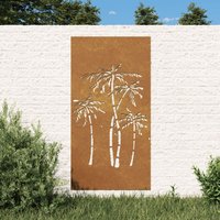 Berkfield Home Garden Wall Decoration 105x55 cm Corten Steel Palm Tree Design in Brown